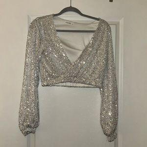 Sequin long sleeve top